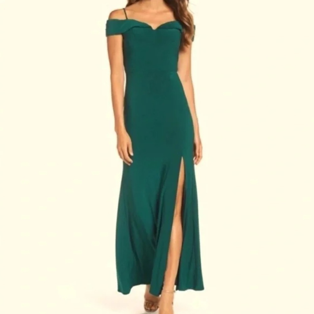 Morgan & Co. Green Off-Shoulder Maxi Dress